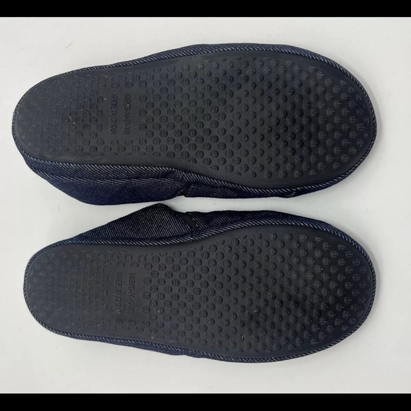 TRUE RELIGION Slippers Mens Size 9 - 10 Blue Denim Red Logo Slip On Hard Bottom - Picture 6 of 6